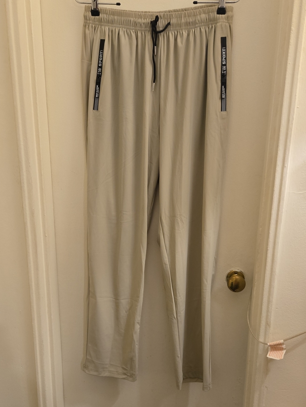 Men's Casual Drawstring Pants in Light Beige NWOT